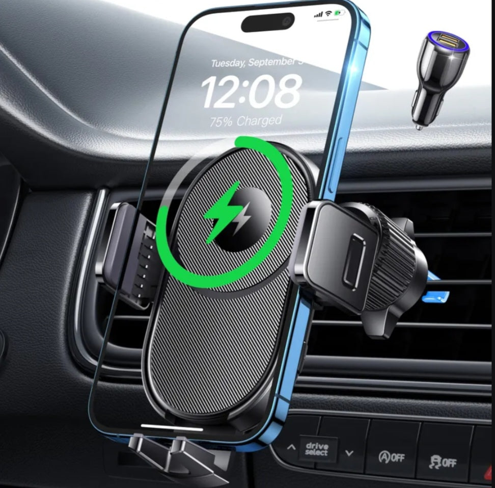Wireless charger and phone stand for car rides